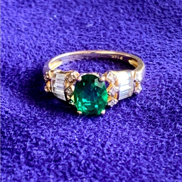 💚 14K EMERALD & WHITE SAPPHIRE RING 💚 - Picture 2 of 7